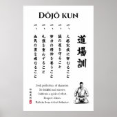 Dojo Kun – De Vijf Gedragsregels van Karate Poster (Voorkant)