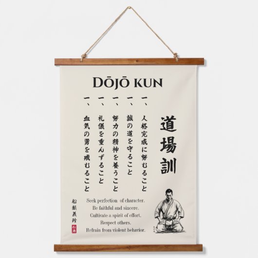 Dojo Kun – The Five Precepts of Karate Hangend Wandkleed (Voorkant)