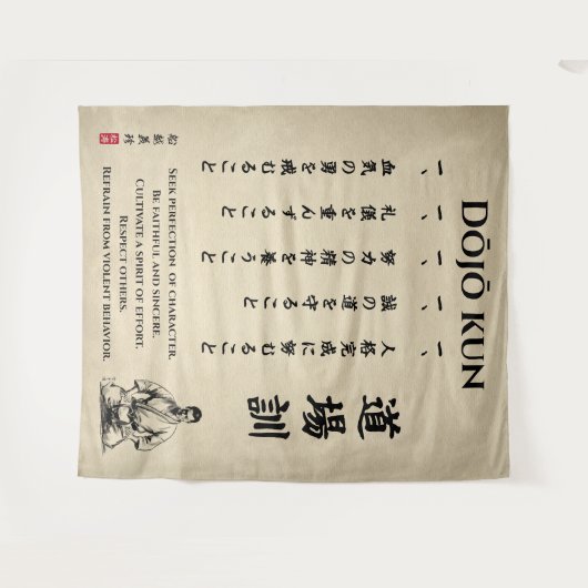 Dojo Kun – The Five Precepts of Karate Wandkleed (Voorkant (horizontaal))