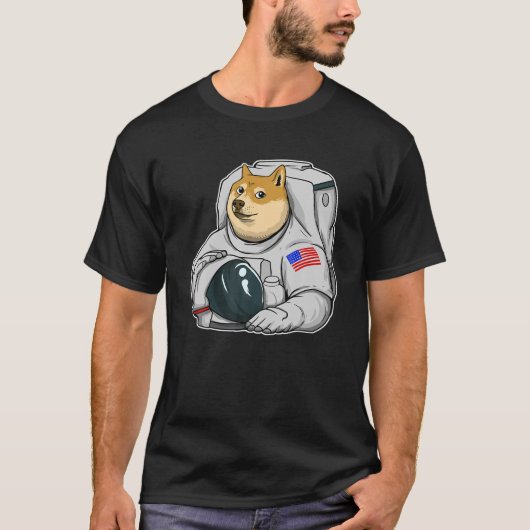 Dokoetot Moon Astronaut Cryptocurrency Shiba Inu M T-shirt (Voorkant)
