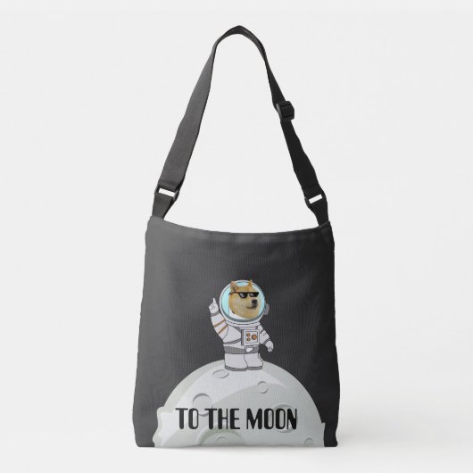 Dokoetsvlees naar de maan grappige zwarte astronau crossbody tas (Voorkant)