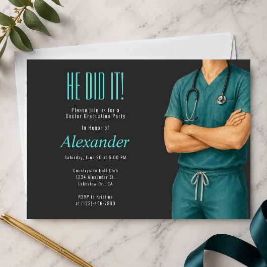 Dokter Afstudeerfoto Feest Uitnodiging