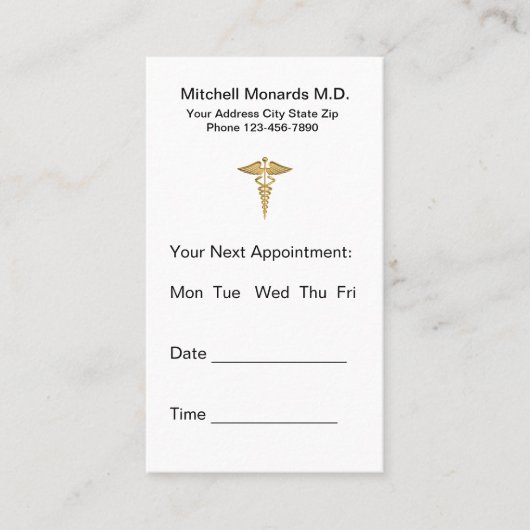 Dokter Benoeming Budget Bulk Visitekaartjes Afsprakenkaartje (Voorkant)