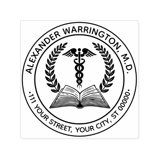 Dokter Caduceus #1LR Naam van het boek Adres Zelfinktende Stempel (Design)