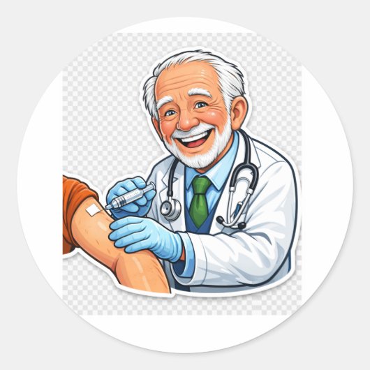 Dokter chibi vaccinesticker ronde sticker (Voorkant)