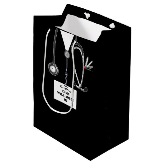 Dokter Congrats Midden Geschenkentas Medium Cadeauzakje (Voorkant Gekanteld)