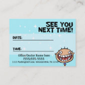 Dokter. Dentist. Kinderarts. Volgende Benoeming Afsprakenkaartje (Achterkant)