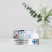 Dokter die technologie gebruikt | Medisch logo Visitekaartje (Staand voorkant)
