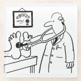 Dokter die zijn stethoscoop in Feet gebruikt. Grap Glazen Onderzetter