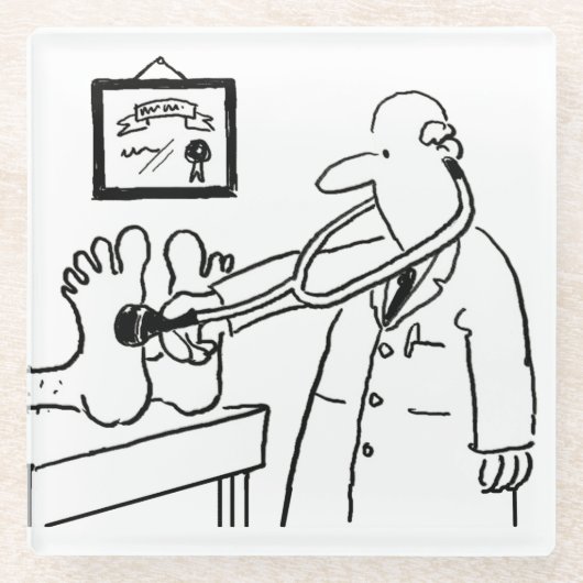 Dokter die zijn stethoscoop in Feet gebruikt. Grap Glazen Onderzetter (Voorkant)