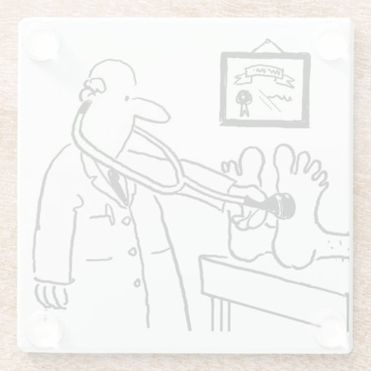 Dokter die zijn stethoscoop in Feet gebruikt. Grap Glazen Onderzetter (Achterkant)