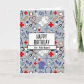 Dokter en verpleegster gelukkige verjaardag kaart (Voorkant)