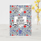 Dokter en verpleegster gelukkige verjaardag kaart (Gele Bloem)