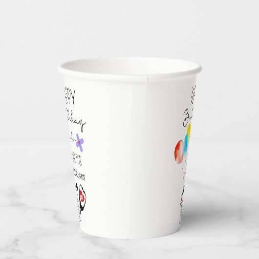 Dokter Gelukkige Verjaardagsballonnen Vlakke Verja Papieren Bekers (Rechts)