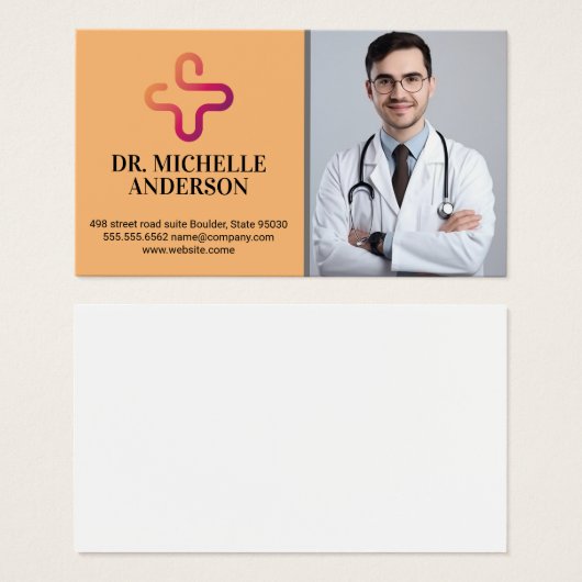 Dokter glimlachend | Medisch logo Visitekaartje (Voorkant /achterkant)