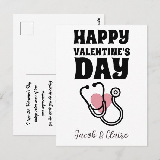 dokter, Happy valentines day personalize name Briefkaart (Voorkant / Achterkant)