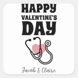 dokter, Happy valentines day personalize name Vierkante Sticker