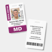 Dokter ID-badge fotologo MD-beveiligingstag Berry Badge (Voor- en achterkant)