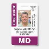 Dokter ID-badge fotologo MD-beveiligingstag Berry Badge (Voorzijde)