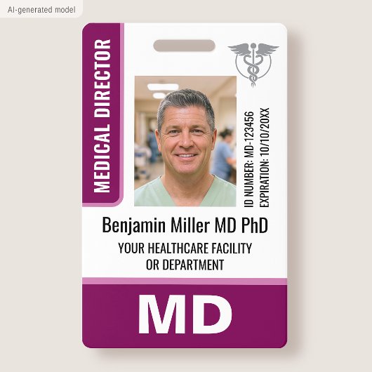Dokter ID-badge fotologo MD-beveiligingstag Berry Badge