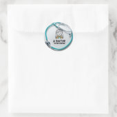 Dokter in de dop ronde sticker (Tas)