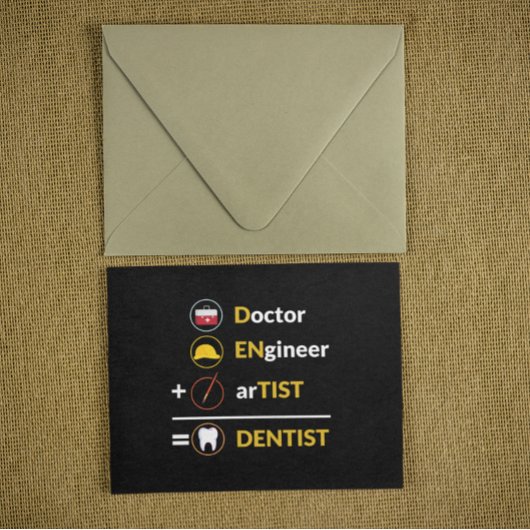 Dokter + ingenieur + kunstenaar = tandarts briefkaart