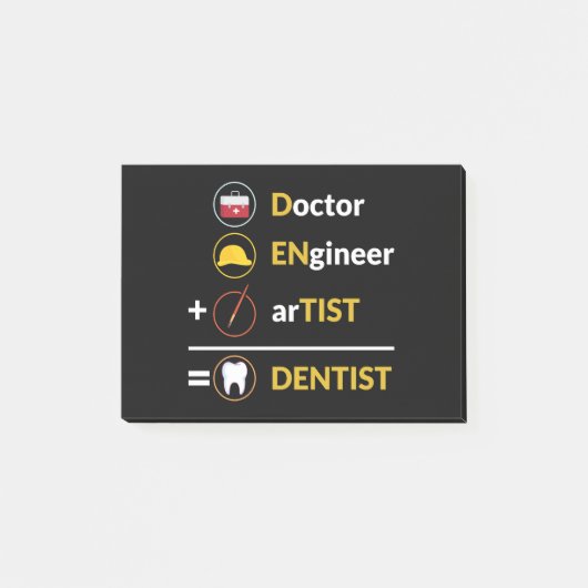 Dokter + ingenieur + kunstenaar = tandarts post-it® notes (Voorkant)