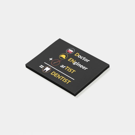 Dokter + ingenieur + kunstenaar = tandarts post-it® notes (Schuin)