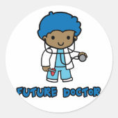 Dokter (jongen) ronde sticker (Voorkant)