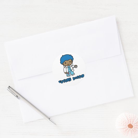 Dokter (jongen) ronde sticker (Envelop)