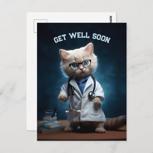 Dokter Kitten Beterschap Briefkaart (Voorkant / Achterkant)