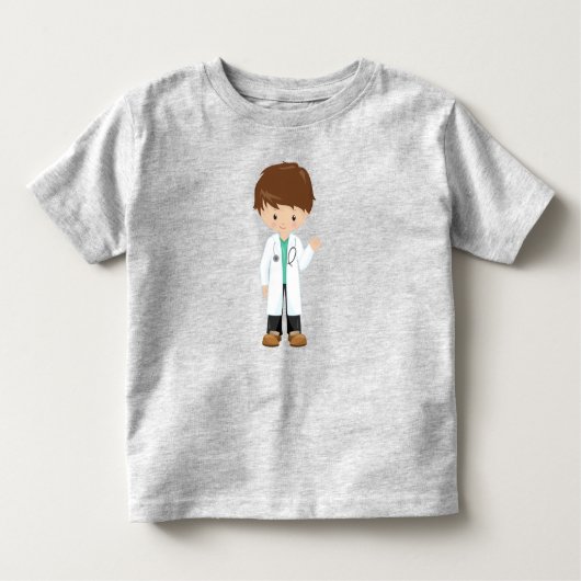 Dokter, Labjas, Medicijn, Schattige Jongen, Bruin  Kinder Shirts (Voorkant)