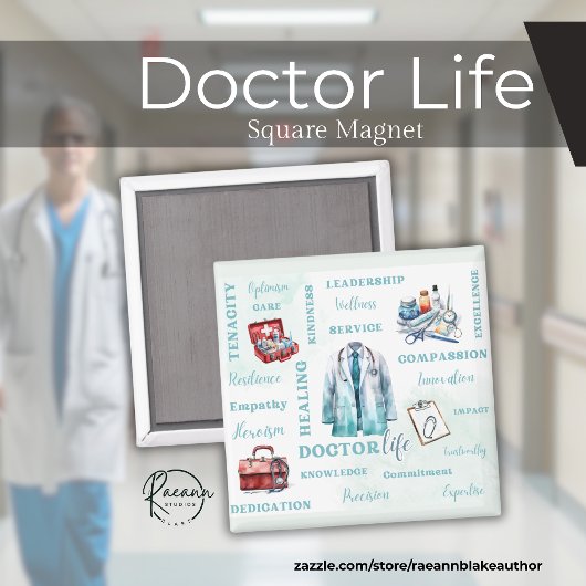 Dokter Leven Vierkante Magneet