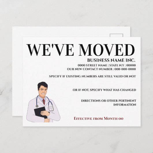 Dokter medische chirurg kliniek business home aankondigingskaart (Voorkant / Achterkant)