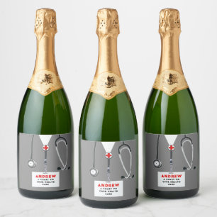 Dokter Medische Faculteit Afstudeerfeest Wijnlabel Sparkling Wijnetiket
