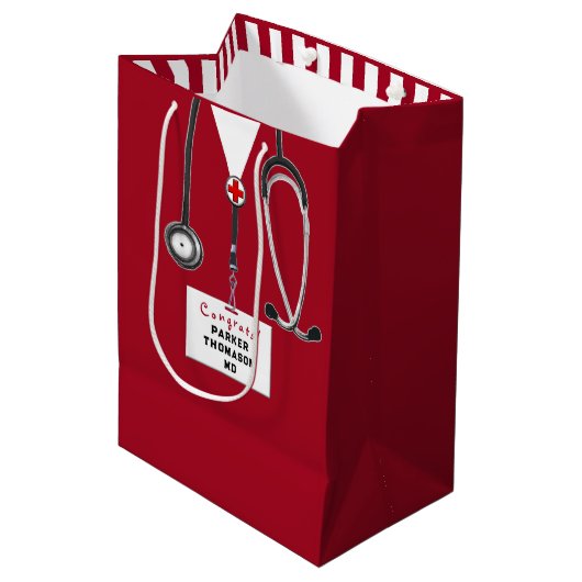 Dokter Medische School Congrats Midden Geschenkent Medium Cadeauzakje (Voorkant Gekanteld)