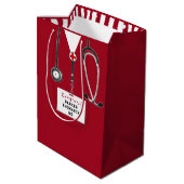 Dokter Medische School Congrats Midden Geschenkent Medium Cadeauzakje (Achterkant Gekanteld)