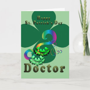 Dokter met geluk klaver Shamrock clover St. Patric Bedankkaart