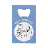 Dokter met stethoscoop cartoon. creditkaart flessenopener (Voorkant)