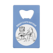 Dokter met stethoscoop cartoon. creditkaart flessenopener (Achterkant)