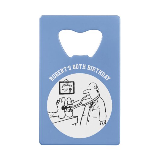 Dokter met stethoscoop cartoon. creditkaart flessenopener (Achterkant)