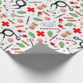 Dokter of Verpleegster Kerstcadeau Inpakpapier (Hoek)