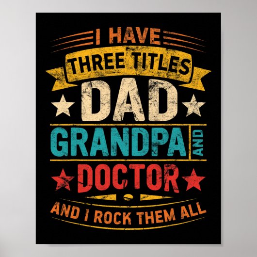 Dokter Opa voor Mannen Grappige Dokter Papa Vaders Poster (Voorkant)