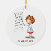 Dokter Optometrist Blond Meisje Kerstmis Keramisch Ornament (Voorkant)