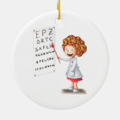 Dokter Optometrist Blond Meisje Kerstmis Keramisch Ornament (Achterkant)