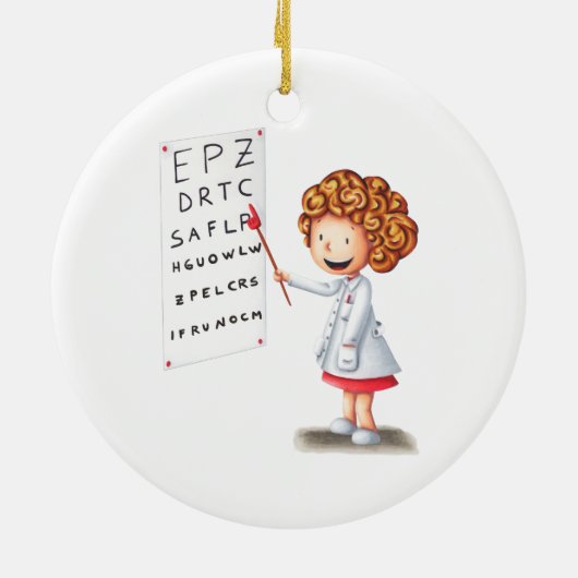 Dokter Optometrist Blond Meisje Kerstmis Keramisch Ornament (Achterkant)