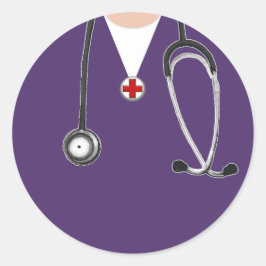 Dokter Paarse Ziekenhuis Werkkleding Ronde Sticker