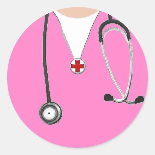 Dokter Scrubs Ronde Sticker (Voorkant)