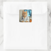Dokter Sinaaspoes met Stethoscoop Vierkante Sticker (Tas)