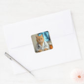 Dokter Sinaaspoes met Stethoscoop Vierkante Sticker (Envelop)